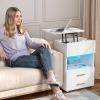 imageYITAHOME Nightstand Set of 2 with Lift Top Night Stand with Charging Station ampamp LED Lights Mobile Bedside Tables with 2 Drawe for Bedroom Living Room