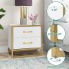 imageYITAHOME Nightstand with 2 Drawers Small End Side Table with Storage Modern Bedside Table with Metal Frame for Small Space Bedroom Set of 2 White