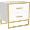 imageYITAHOME Nightstand with 2 Drawers Small End Side Table with Storage Modern Bedside Table with Metal Frame for Small Space Bedroom Set of 2 White