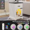 imageYITAHOME Nightstand with Charging Station Farmhouse End Bedside Table with LED Lights Barn Door and Adjustable Storage Shelf Table Wood Rustic Sofa Side Table for Living Room Bedroom 1pcWhite