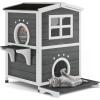 imageYITAHOME Outdoor Cat House Insulated with AllRound Foam Large Outside Feral Cat Shelter Weatherproof Winter Cat House for Multiple Cats BrownGrey