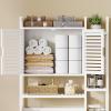 imageYITAHOME Over The Toilet Cabinet for Bathroom Storage Above Toilet Storage with Drawers Side Shelf Tissue Reel Over The Toilet Shelves Space Saver Cabinet for Bathroom Laundry Room Marble WhitePearly White