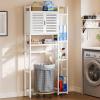imageYITAHOME Over The Toilet Cabinet for Bathroom Storage Above Toilet Storage with Drawers Side Shelf Tissue Reel Over The Toilet Shelves Space Saver Cabinet for Bathroom Laundry Room Marble WhitePearly White