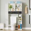 imageYITAHOME Over The Toilet Cabinet for Bathroom Storage Above Toilet Storage with Drawers Side Shelf Tissue Reel Over The Toilet Shelves Space Saver Cabinet for Bathroom Laundry Room Marble WhiteMarble White