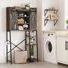 imageYITAHOME Over The Toilet Cabinet for Bathroom Storage Above Toilet Storage with Drawers Side Shelf Tissue Reel Over The Toilet Shelves Space Saver Cabinet for Bathroom Laundry Room Marble WhiteDark Rustic Oak