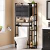 imageYITAHOME Over The Toilet Cabinet for Bathroom Storage Above Toilet Storage with Drawers Side Shelf Tissue Reel Over The Toilet Shelves Space Saver Cabinet for Bathroom Laundry Room Marble WhiteBlack