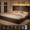 imageYITAHOME Queen Size Bed Frame with 3 Storage Drawers and RGB LED Lights Velvet Upholstered Bed with Charging Station and Storage Headboard No Box Spring Needed Easy Assembly NoiseFree GreyGrey