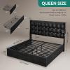 imageYITAHOME Queen Size Bed Frame with 3 Storage Drawers and RGB LED Lights Velvet Upholstered Bed with Charging Station and Storage Headboard No Box Spring Needed Easy Assembly NoiseFree GreyBlack