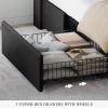 imageYITAHOME Queen Size Bed Frame with 3 Storage Drawers and RGB LED Lights Velvet Upholstered Bed with Charging Station and Storage Headboard No Box Spring Needed Easy Assembly NoiseFree GreyBlack