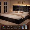 imageYITAHOME Queen Size Bed Frame with 3 Storage Drawers and RGB LED Lights Velvet Upholstered Bed with Charging Station and Storage Headboard No Box Spring Needed Easy Assembly NoiseFree GreyBlack