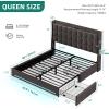 imageYITAHOME Queen Size Bed Frame with 4 Drawers and RGB LED Lights Velvet Upholstered Platform Bed with Charging Station and Storage Headboard No Box Spring Needed Easy Assembly NoiseFree BlackGrey