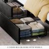 imageYITAHOME Queen Size Bed Frame with 4 Drawers and RGB LED Lights Velvet Upholstered Platform Bed with Charging Station and Storage Headboard No Box Spring Needed Easy Assembly NoiseFree BlackBlack