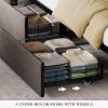 imageYITAHOME Queen Size Bed Frame with 4 Drawers and RGB LED Lights Velvet Upholstered Platform Bed with Charging Station and Storage Headboard No Box Spring Needed Easy Assembly NoiseFree BlackGrey