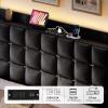 imageYITAHOME Queen Size Bed Frame with 4 Drawers and RGB LED Lights Velvet Upholstered Platform Bed with Charging Station and Storage Headboard No Box Spring Needed Easy Assembly NoiseFree BlackBlack