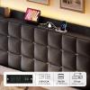 imageYITAHOME Queen Size Bed Frame with 4 Drawers and RGB LED Lights Velvet Upholstered Platform Bed with Charging Station and Storage Headboard No Box Spring Needed Easy Assembly NoiseFree BlackGrey