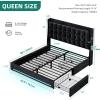 imageYITAHOME Queen Size Bed Frame with 4 Drawers and RGB LED Lights Velvet Upholstered Platform Bed with Charging Station and Storage Headboard No Box Spring Needed Easy Assembly NoiseFree BlackBlack
