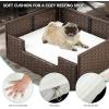 imageYITAHOME Rattan Dog Sofa Bed with CushionWicker Pet Bed Sofa Couch Indoor Outdoor Water Unaffected for Large Medium Small Dogs Cats 248L197W98BlueBrownBeige