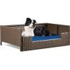 imageYITAHOME Rattan Dog Sofa Bed with CushionWicker Pet Bed Sofa Couch Indoor Outdoor Water Unaffected for Large Medium Small Dogs Cats 248L197W98BlueBrownBlue