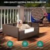 imageYITAHOME Rattan Dog Sofa Bed with CushionWicker Pet Bed Sofa Couch Indoor Outdoor Water Unaffected for Large Medium Small Dogs Cats 248L197W98BlueBrownBeige