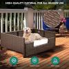 imageYITAHOME Rattan Dog Sofa Bed with CushionWicker Pet Bed Sofa Couch Indoor Outdoor Water Unaffected for Large Medium Small Dogs Cats 248L197W98BlueBrownBeige