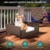 imageYITAHOME Rattan Dog Sofa Bed with CushionWicker Pet Bed Sofa Couch Indoor Outdoor Water Unaffected for Large Medium Small Dogs Cats 248L197W98BlueBrownBeige
