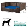 imageYITAHOME Rattan Dog Sofa Bed with CushionWicker Pet Bed Sofa Couch Indoor Outdoor Water Unaffected for Large Medium Small Dogs Cats 248L197W98BlueBrownBlue