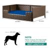 imageYITAHOME Rattan Dog Sofa Bed with CushionWicker Pet Bed Sofa Couch Indoor Outdoor Water Unaffected for Large Medium Small Dogs Cats 248L197W98BlueBrownBlue