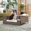 imageYITAHOME Rattan Dog Sofa Bed with CushionWicker Pet Bed Sofa Couch Indoor Outdoor Water Unaffected for Large Medium Small Dogs Cats 248L197W98BlueBrownBeige