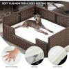 imageYITAHOME Rattan Dog Sofa Bed with CushionWicker Pet Bed Sofa Couch Indoor Outdoor Water Unaffected for Large Medium Small Dogs Cats 248L197W98BlueBrownBeige