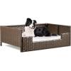 imageYITAHOME Rattan Dog Sofa Bed with CushionWicker Pet Bed Sofa Couch Indoor Outdoor Water Unaffected for Large Medium Small Dogs Cats 248L197W98BlueBrownBeige