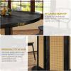 imageYITAHOME Round Dining Table for 46 People Circle Dining Table with Wooden Rattan Base Modern Farmhouse Kitchen Table Round for Dining Room Kitchen Apartment Natural OakBlack  Oak