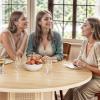 imageYITAHOME Round Dining Table for 46 People Circle Dining Table with Wooden Rattan Base Modern Farmhouse Kitchen Table Round for Dining Room Kitchen Apartment Natural OakNatural Oak