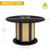 imageYITAHOME Round Dining Table for 46 People Circle Dining Table with Wooden Rattan Base Modern Farmhouse Kitchen Table Round for Dining Room Kitchen Apartment Natural OakBlack  Oak