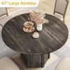 imageYITAHOME Round Dining Table for 46 People Circle Dining Table with Wooden Rattan Base Modern Farmhouse Kitchen Table Round for Dining Room Kitchen Apartment Natural OakBrown
