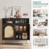imageYITAHOME Sideboard Buffet Cabinet with LED Light Fluted Storage Cabient with Sliding Door Wine Rack and Glass Holders Home Coffee Bar Cabinet with Storage for Kitchen Living Room Natural OakModern
