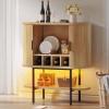 imageYITAHOME Sideboard Buffet Cabinet with LED Light Fluted Storage Cabient with Sliding Door Wine Rack and Glass Holders Home Coffee Bar Cabinet with Storage for Kitchen Living Room Natural OakNatural