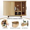 imageYITAHOME Sideboard Buffet Cabinet with LED Light Fluted Storage Cabient with Sliding Door Wine Rack and Glass Holders Home Coffee Bar Cabinet with Storage for Kitchen Living Room Natural OakNatural