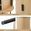 imageYITAHOME Sideboard Buffet Cabinet with LED Light Fluted Storage Cabient with Sliding Door Wine Rack and Glass Holders Home Coffee Bar Cabinet with Storage for Kitchen Living Room Natural OakNatural
