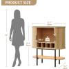 imageYITAHOME Sideboard Buffet Cabinet with LED Light Fluted Storage Cabient with Sliding Door Wine Rack and Glass Holders Home Coffee Bar Cabinet with Storage for Kitchen Living Room Natural OakNatural