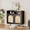 imageYITAHOME Sideboard Buffet Cabinet with LED Light Fluted Storage Cabient with Sliding Door Wine Rack and Glass Holders Home Coffee Bar Cabinet with Storage for Kitchen Living Room Natural OakModern