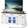 imageYITAHOME Sideboard Buffet Cabinet with Power Outlets ampamp LED Light 66 Large Modern Farmhouse Storage Cabinet w3 Drawers and Glass Doors Coffee Bar Table for Kitchen Living Room White ampamp Brown