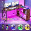 imageYITAHOME Small Computer Desk with Storage Shelves 55quot L Shaped Desk with Power Outlets ampamp LED Lights Coner Home Office Desk for Small Space Rustic BrownRustic Brown