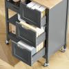 imageYITAHOME Small Solid Wood Top Kitchen Island Cart on Wheels with Storage Rolling Portable Dining Room Serving Utility Carts Mobile Movable with 3 Drawers Cabinet Dark Brown267W Gray