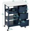 imageYITAHOME Small Solid Wood Top Kitchen Island Cart on Wheels with Storage Rolling Portable Dining Room Serving Utility Carts Mobile Movable with 3 Drawers Cabinet Dark Brown267W Blue