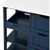 imageYITAHOME Small Solid Wood Top Kitchen Island Cart on Wheels with Storage Rolling Portable Dining Room Serving Utility Carts Mobile Movable with 3 Drawers Cabinet Dark Brown267W Blue