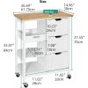imageYITAHOME Small Solid Wood Top Kitchen Island Cart on Wheels with Storage Rolling Portable Dining Room Serving Utility Carts Mobile Movable with 3 Drawers Cabinet Dark Brown267W White