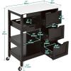 imageYITAHOME Small Solid Wood Top Kitchen Island Cart on Wheels with Storage Rolling Portable Dining Room Serving Utility Carts Mobile Movable with 3 Drawers Cabinet Dark Brown267W Dark Brown