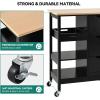 imageYITAHOME Small Solid Wood Top Kitchen Island Cart on Wheels with Storage Rolling Portable Dining Room Serving Utility Carts Mobile Movable with 3 Drawers Cabinet Dark Brown267W Black