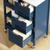 imageYITAHOME Small Solid Wood Top Kitchen Island Cart on Wheels with Storage Rolling Portable Dining Room Serving Utility Carts Mobile Movable with 3 Drawers Cabinet Dark Brown267W Blue