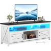 imageYITAHOME TV Stand for 6555 Inch Television Farmhouse Entertainment Center Television Stand with Power Outlets and Open Shelf Media Console TV Cabinet for Living Room WhiteBlackWhiteBlack